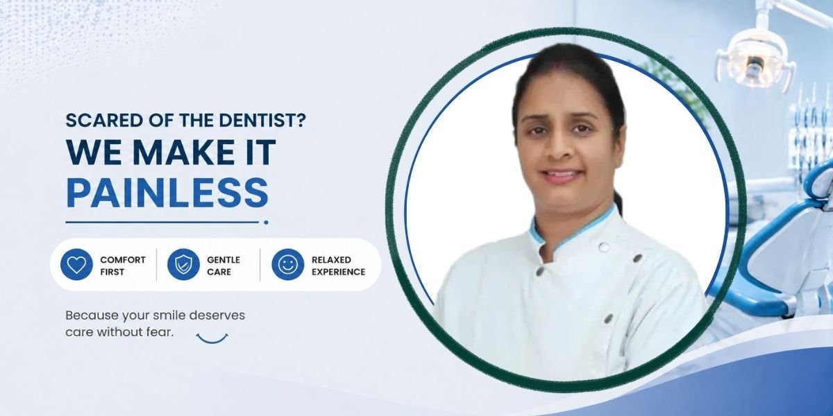 Dr. Pushpa Sharma providing painless dental treatment to an anxious patient in Paschim Vihar Delhi